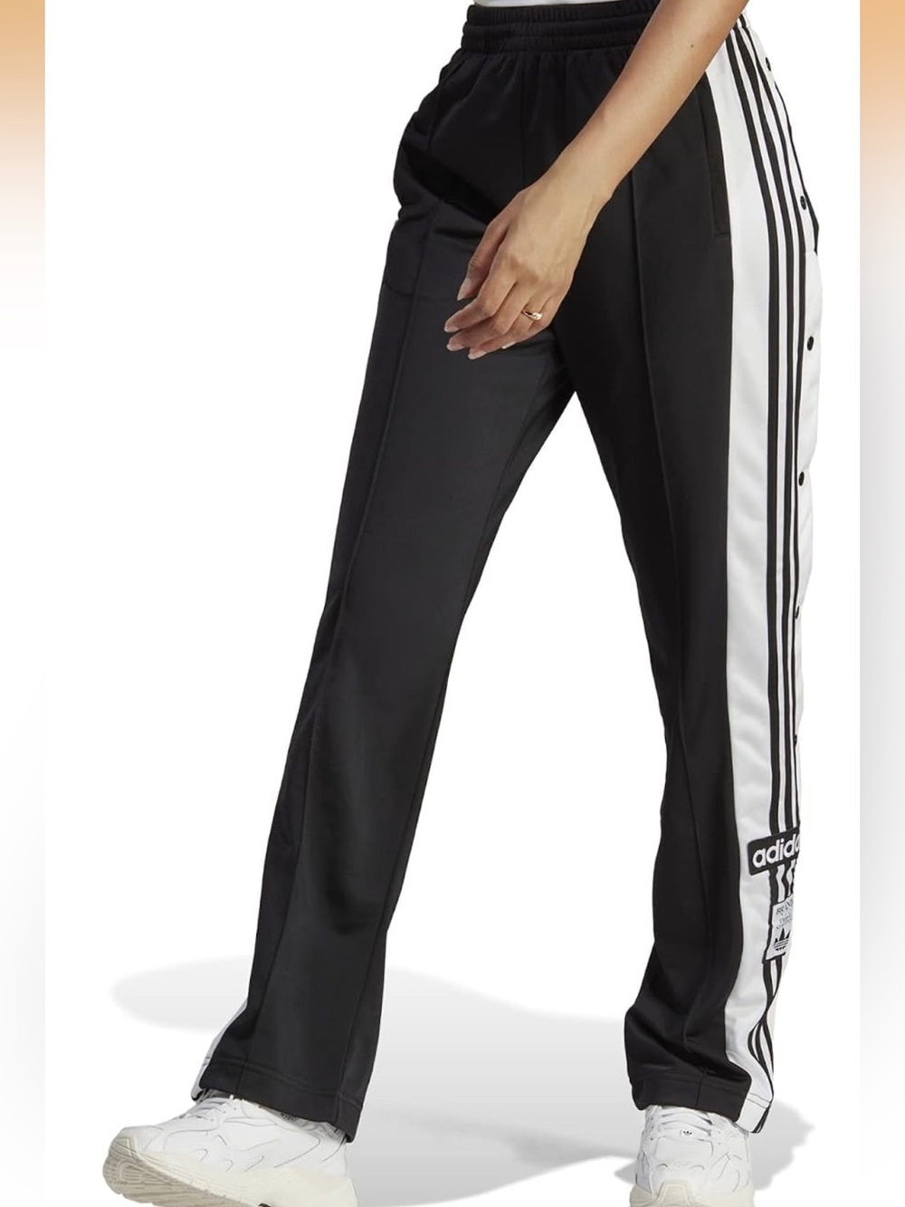 adidas Black Track Pants with White Side Panel and Triple Stripes